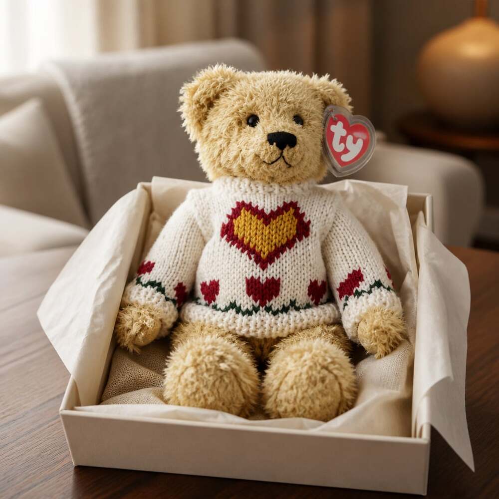 TY Heartly The Teddy Bear From Attic Treasures Collection - 1993 Vintage - Tag